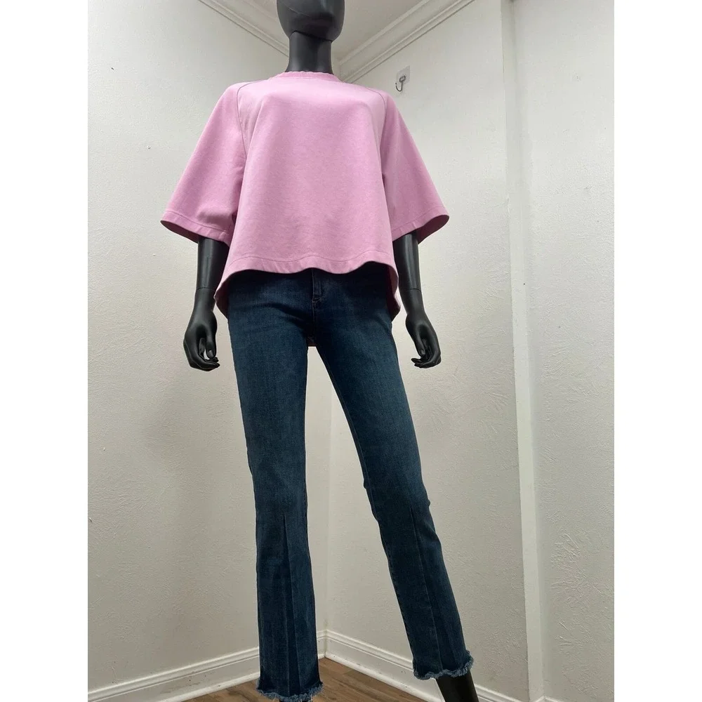 NWOTDL1961 Mara Straight Jeans 26Ankle Mid Rise Blue Raw Hem Stretch Instasculpt